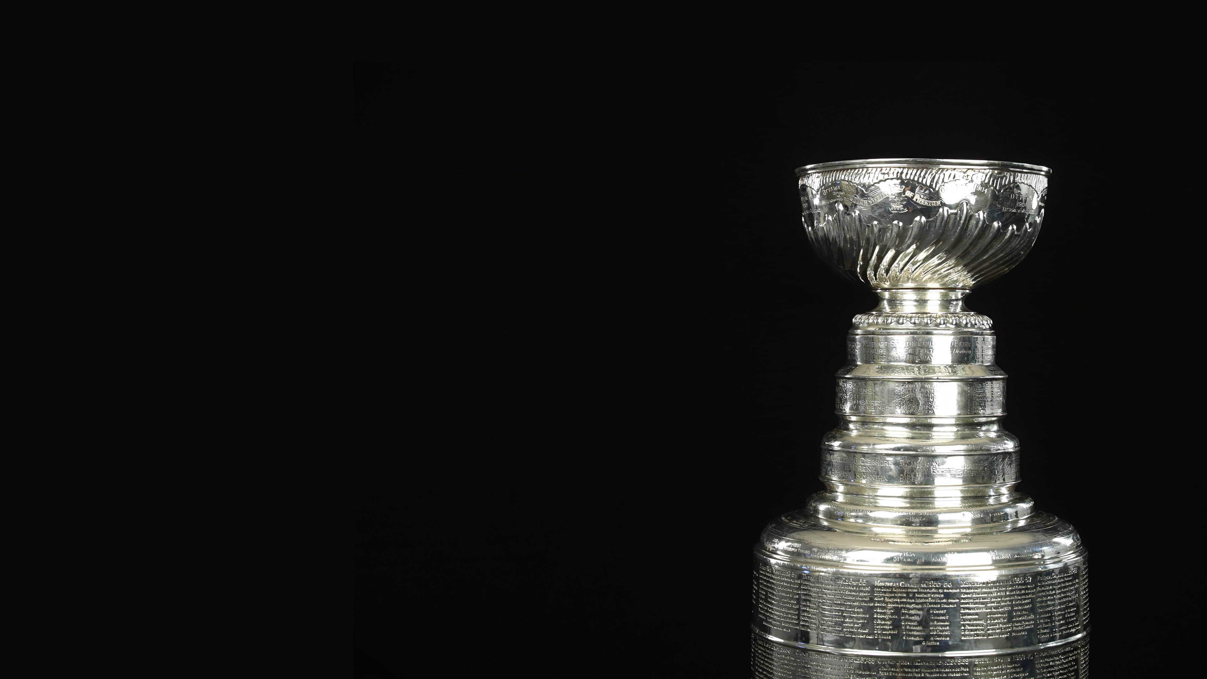 Closeup Shot of the Stanley Cup Trophy on the Black Background